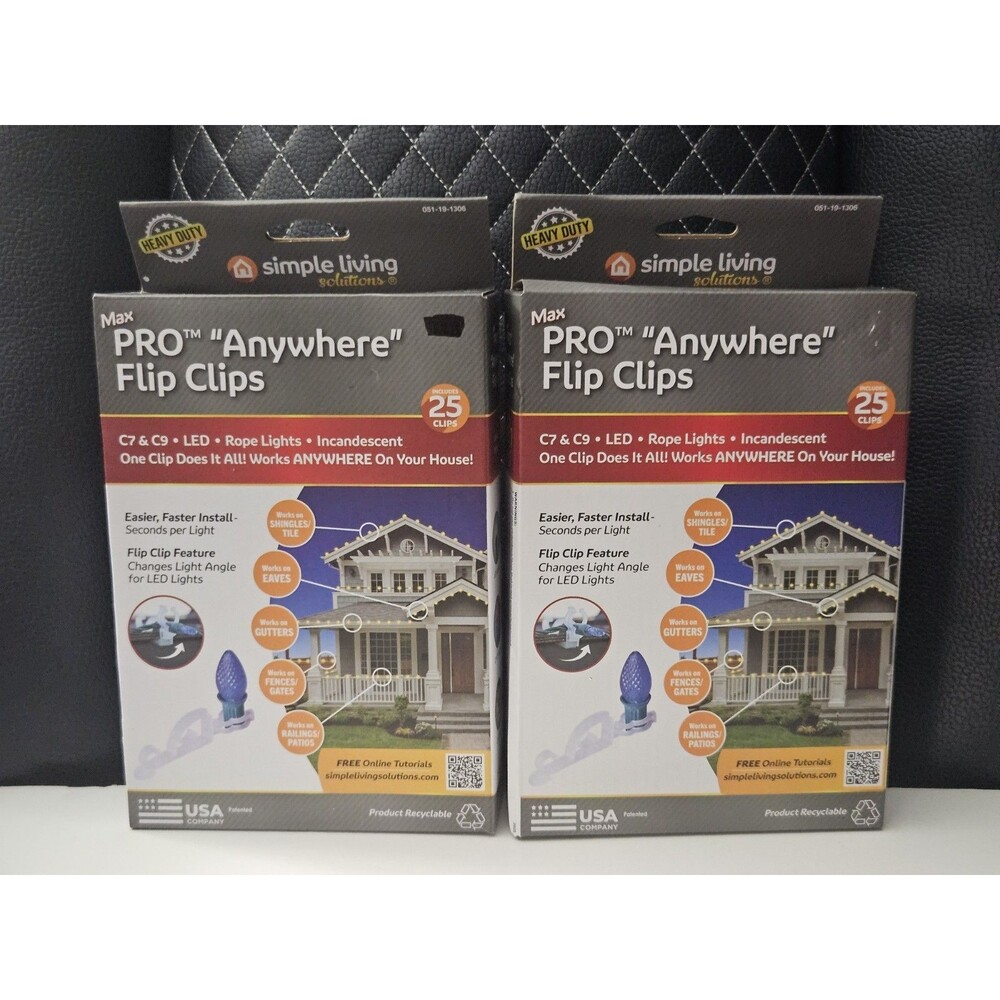 Christmas Light Hanging Clip Max Pro Anywhere Flip Clips - 50 Count(25 per box)